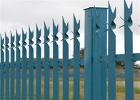 Blaue Breiten-Stahlpalisade-Zaun des Turm-Schutz-1.8m